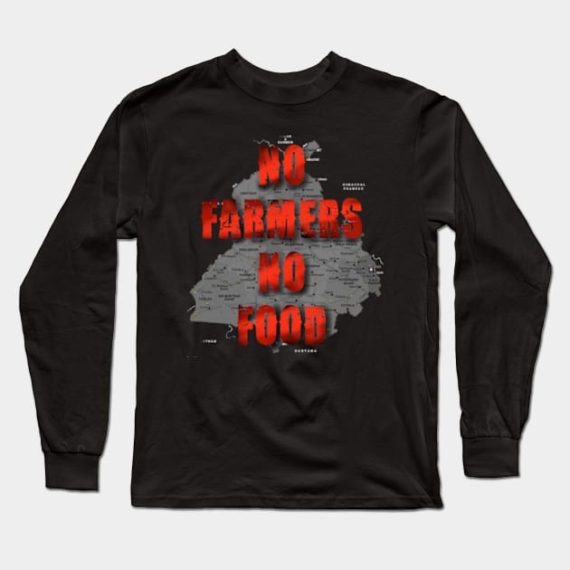 No Farmer No Food Long Sleeve T-Shirt by SAN ART STUDIO 